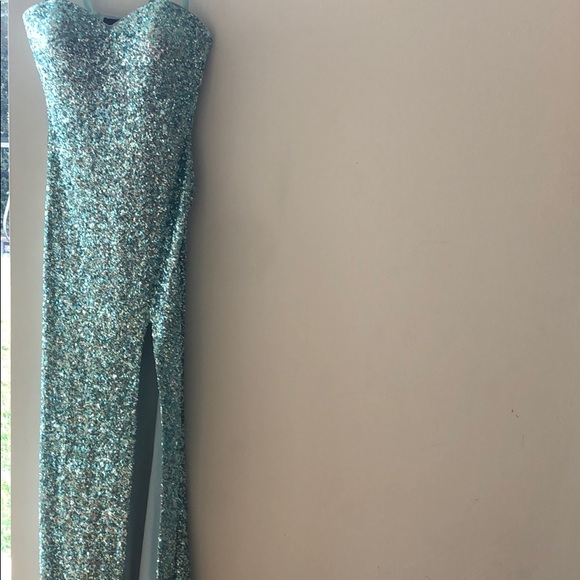 light blue sequin gown